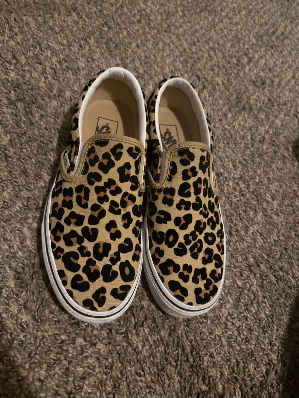 Vans Leopard Print Slip-On Sneakers - Tan/Black